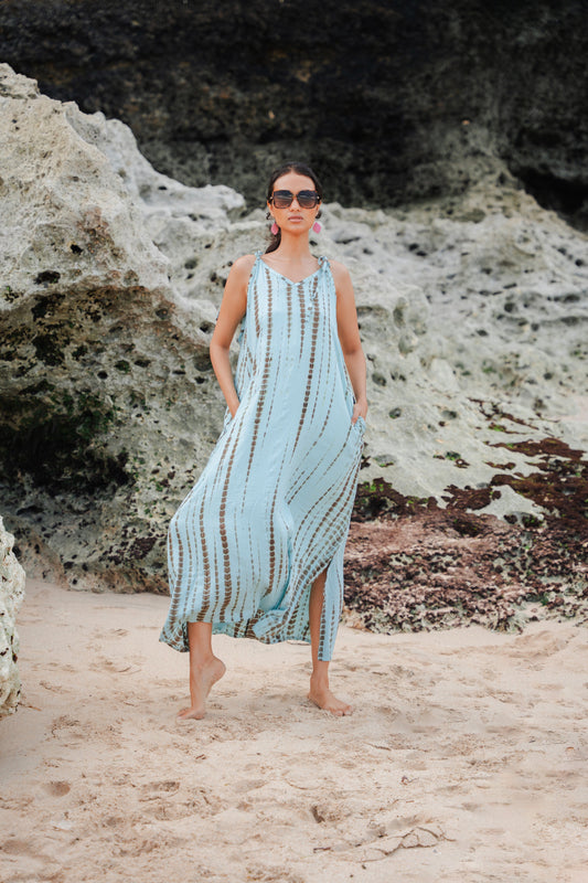 Simple Bone Tie Dye Dress - Mint