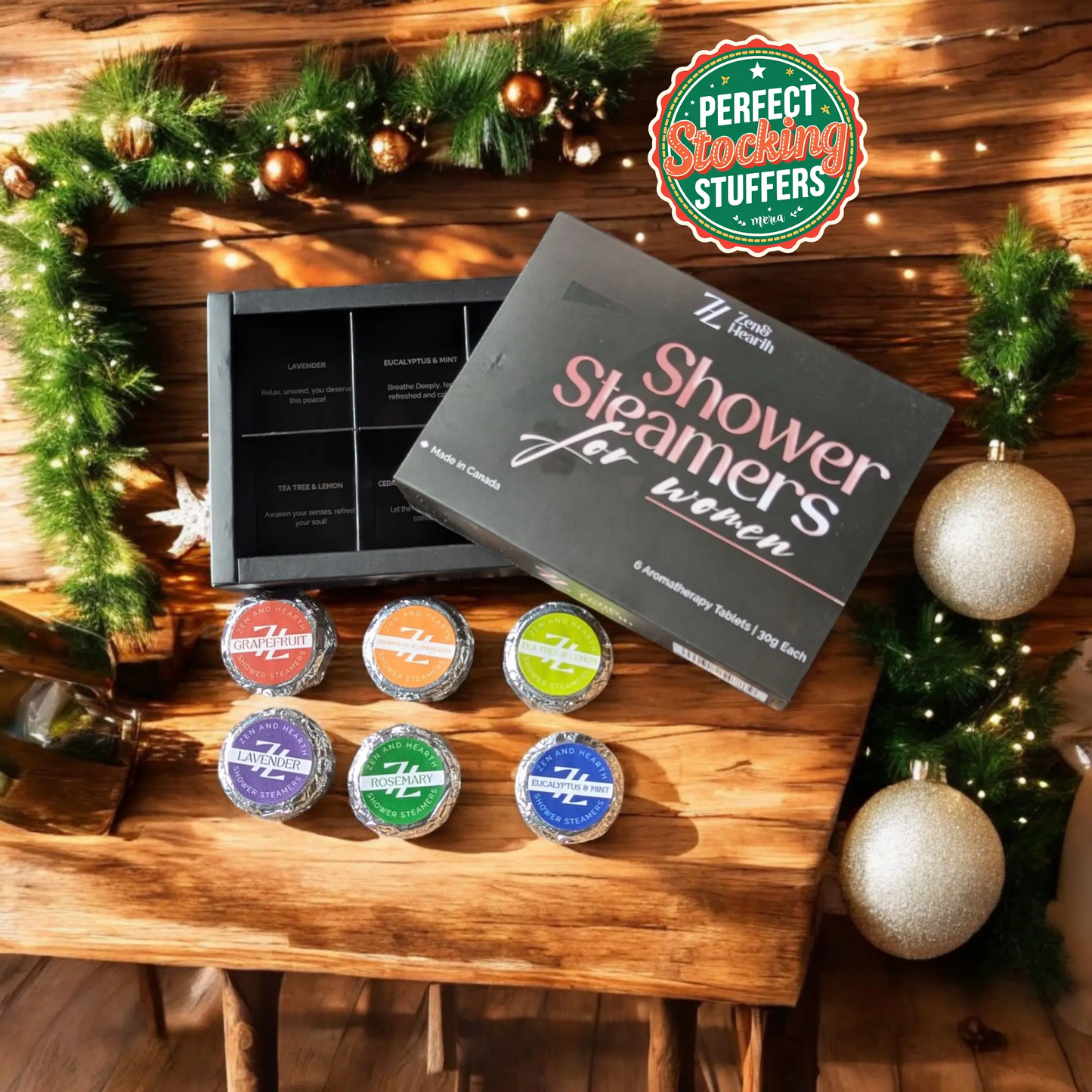 Zen & Hearth Shower Steamer Gift Set ā 6 Aromatherapy Scents in Premium Gift Box | Natural Essential Oil Self-Care Gift for Women, Birthdays & Holidays | Handmade in Canada