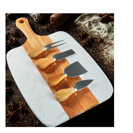 Personalizable Marble Serving Board Set