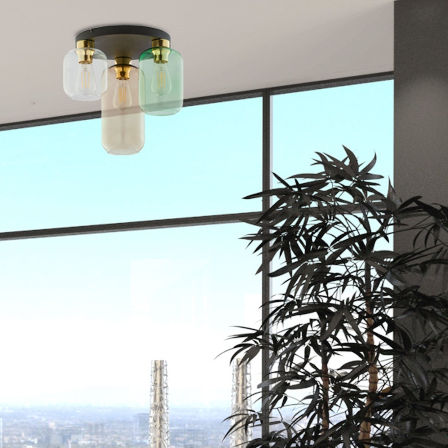 MARCO Mid-Century Modern 3-Light Flush Mount for Living Room, Kitchen & Dining