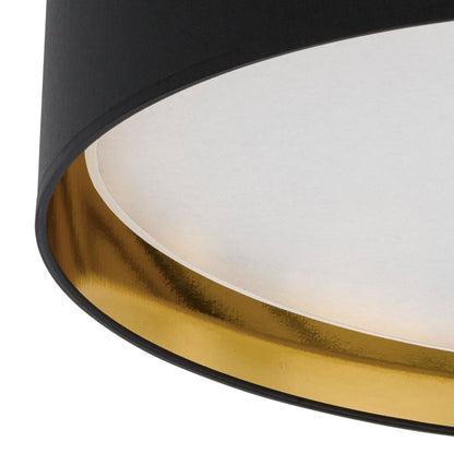BILBAO Gold Fabric Flush Mount Ceiling Light for Bedroom, Hallway & Living Room