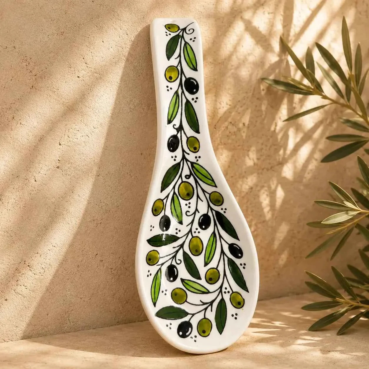 Handmade Palestinian Ceramic Spoon Rest – Kitchen Spoon Holder