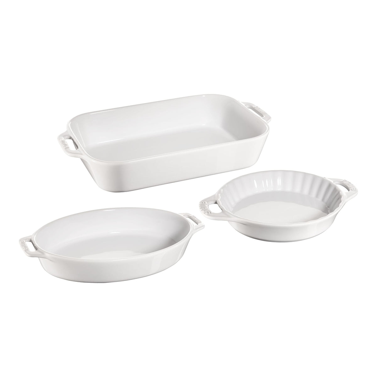 STAUB Ceramique Mixed Baking Dish Set White 3 Piece