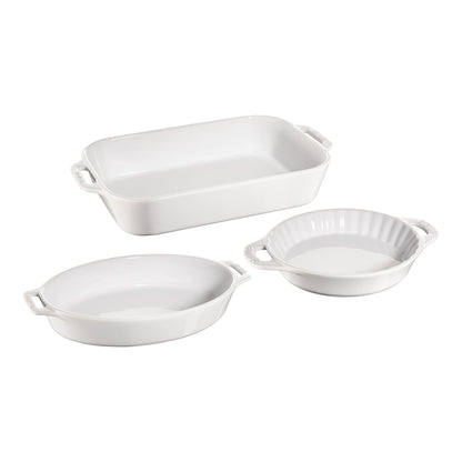 STAUB Ceramique Mixed Baking Dish Set White 3 Piece