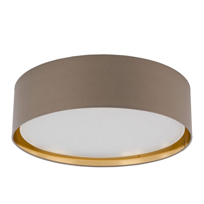 BILBAO Gold Fabric Flush Mount Ceiling Light for Bedroom, Hallway & Living Room