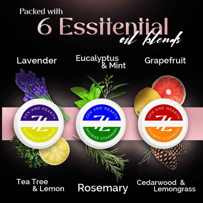 Zen & Hearth Shower Steamer Gift Set – 6 Aromatherapy Scents in Premium Gift Box | Natural Essential Oil Self-Care Gift for Women, Birthdays & Holidays | Handmade in Canada