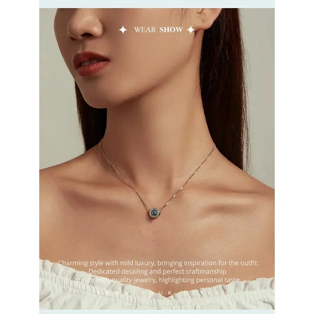 925 Sterling Silver Blue Crystal Evil Eye Necklace | Lucky Eye Neck Chain | Women'S Birthday Gift Fine Jewelry