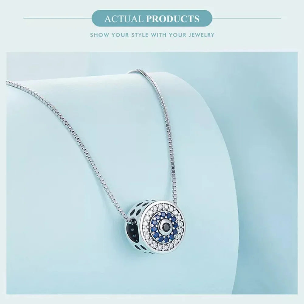 925 Sterling Silver Blue Crystal Evil Eye Necklace | Lucky Eye Neck Chain | Women'S Birthday Gift Fine Jewelry