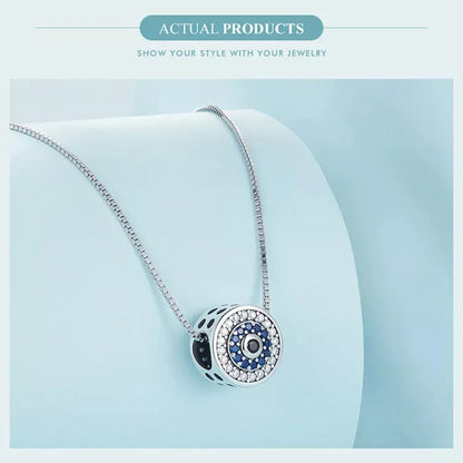 925 Sterling Silver Blue Crystal Evil Eye Necklace | Lucky Eye Neck Chain | Women'S Birthday Gift Fine Jewelry