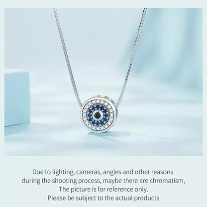 925 Sterling Silver Blue Crystal Evil Eye Necklace | Lucky Eye Neck Chain | Women'S Birthday Gift Fine Jewelry