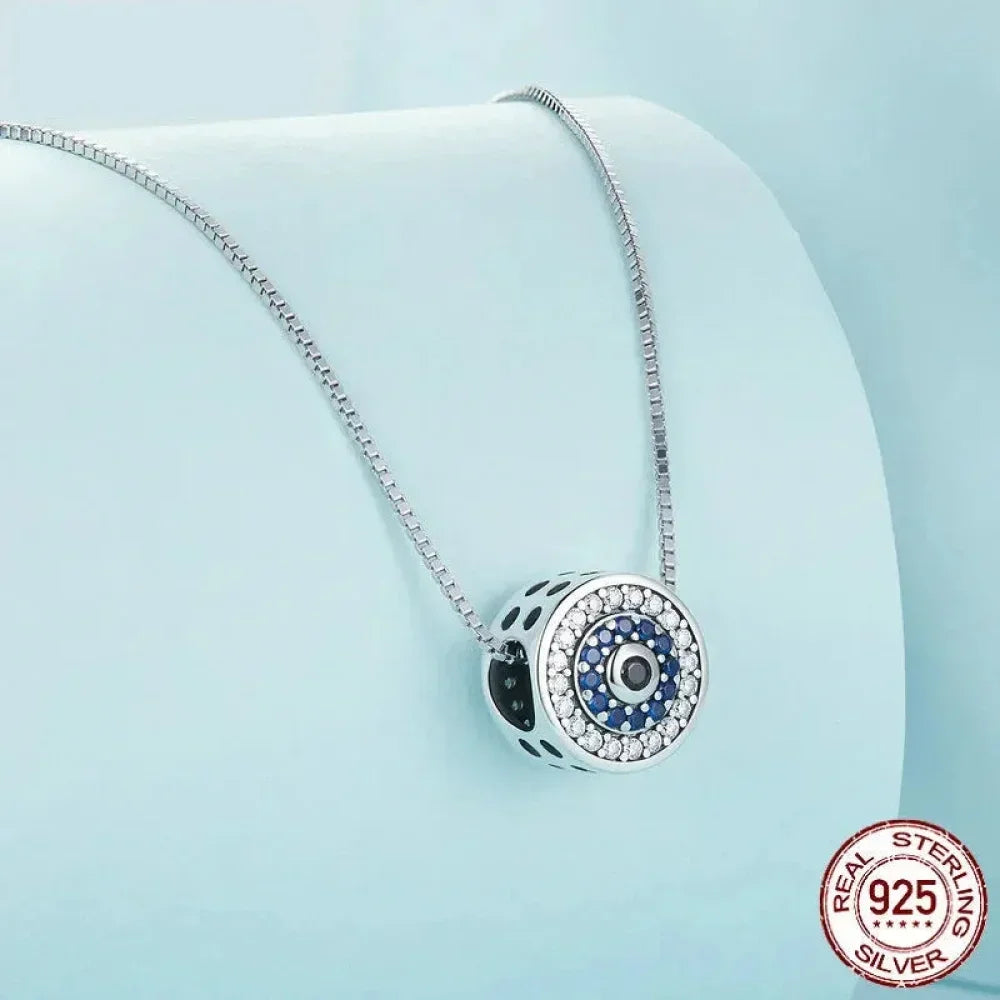 925 Sterling Silver Blue Crystal Evil Eye Necklace | Lucky Eye Neck Chain | Women'S Birthday Gift Fine Jewelry