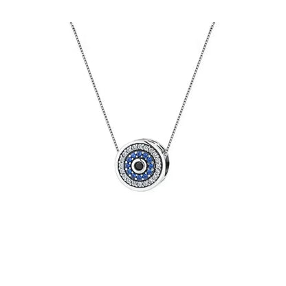 925 Sterling Silver Blue Crystal Evil Eye Necklace | Lucky Eye Neck Chain | Women'S Birthday Gift Fine Jewelry