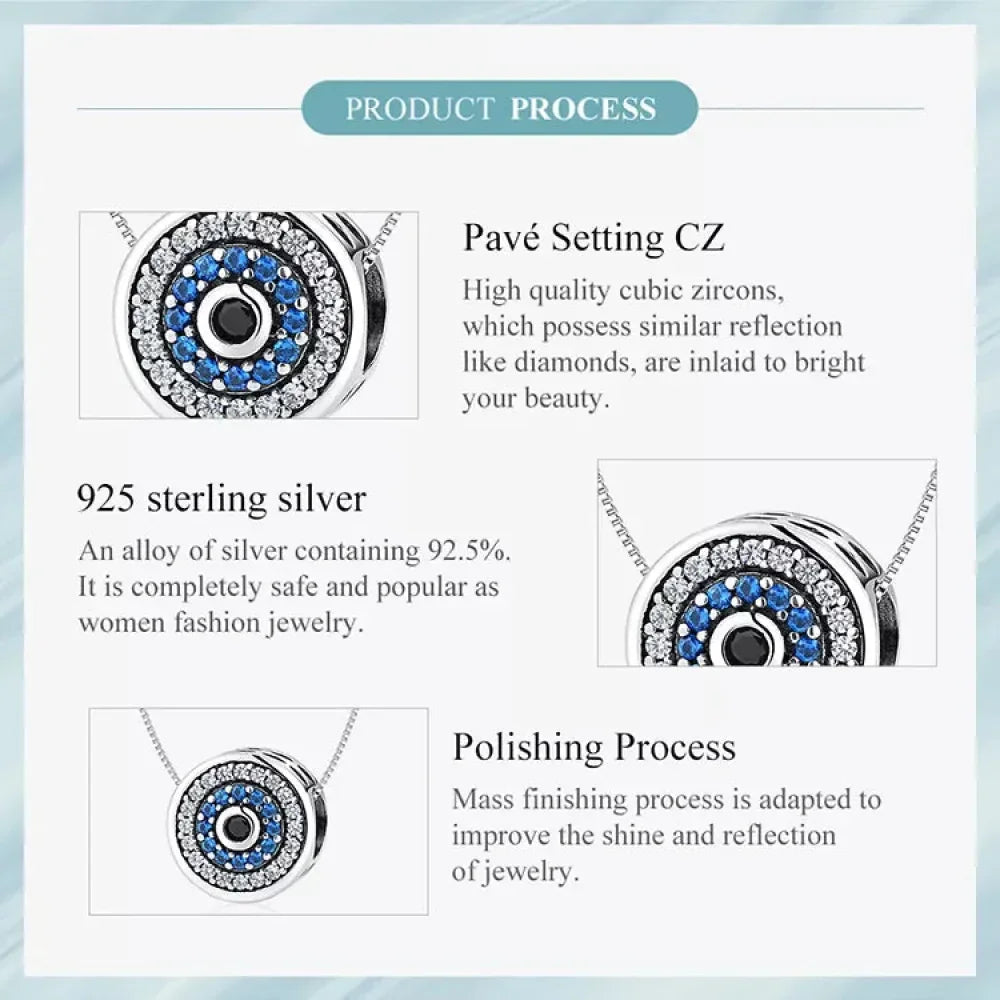 925 Sterling Silver Blue Crystal Evil Eye Necklace | Lucky Eye Neck Chain | Women'S Birthday Gift Fine Jewelry
