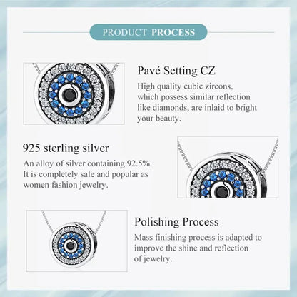 925 Sterling Silver Blue Crystal Evil Eye Necklace | Lucky Eye Neck Chain | Women'S Birthday Gift Fine Jewelry