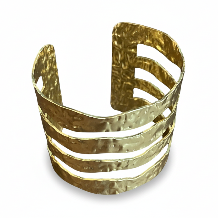 Large Four Bar Cuff - Gold Stainless Steel