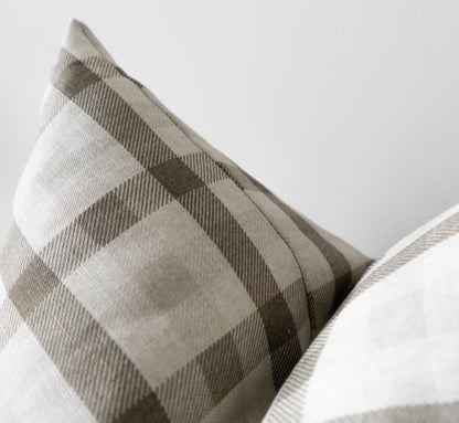 Quinton | Neutral Plaid Pillow Cover