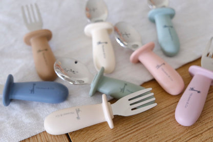 Ensemble cuillère et fourchette pour enfant | Inox et silicone