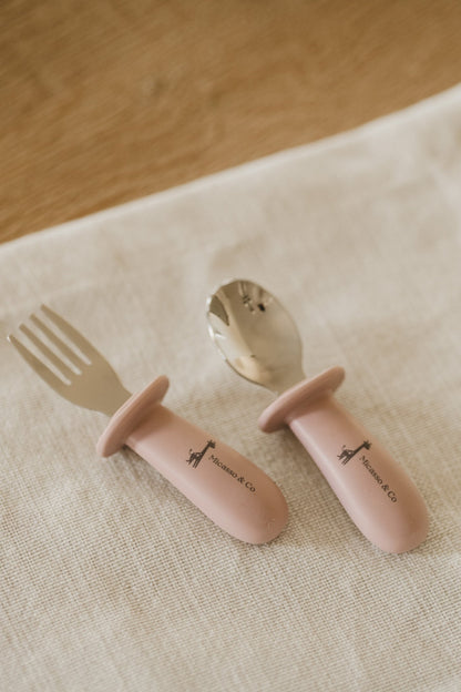 Ensemble cuillère et fourchette pour enfant | Inox et silicone