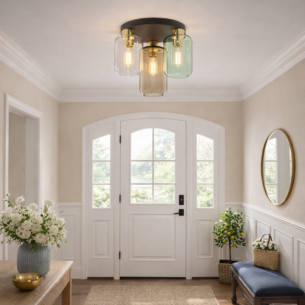 MARCO Mid-Century Modern 3-Light Flush Mount for Living Room, Kitchen & Dining