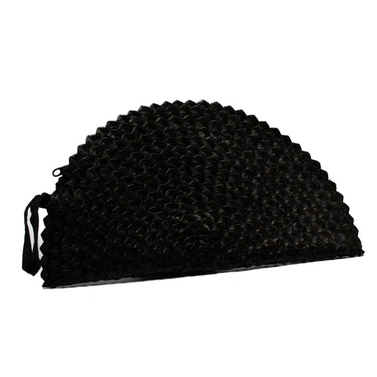 Pandan Leaf Half Moon Clutch Purse - Black