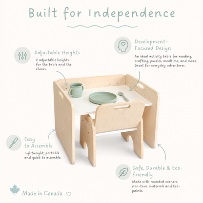 PAPAYA SET - Weaning Montessori Table and Chair Adjustable Height