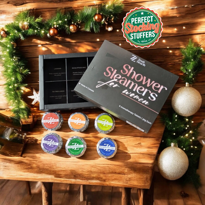 Zen & Hearth Shower Steamer Gift Set – 6 Aromatherapy Scents in Premium Gift Box | Natural Essential Oil Self-Care Gift for Women, Birthdays & Holidays | Handmade in Canada