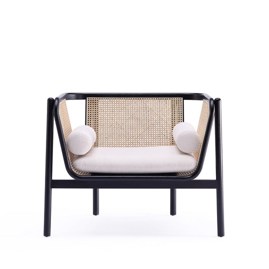 Tulum Natural Cane Accent Chair - Black/Cream