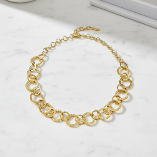Linked Hoop Necklace - Gold Stainless Steel