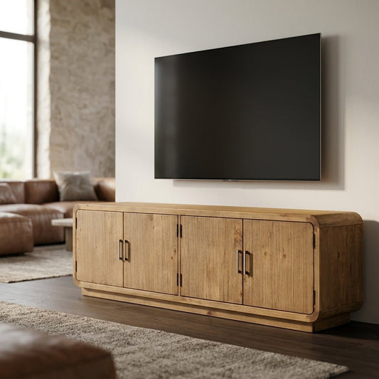 Machala Media Cabinet in Rustic Blonde