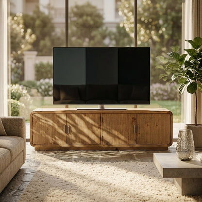 Machala Media Cabinet in Rustic Blonde